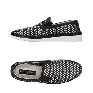 Dolce & Gabbana Black & White Woven Slip-On Loafers